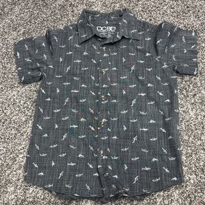 Like new Boys' Charcoal Shark-Print Short Sleeve Button-Up Shirt